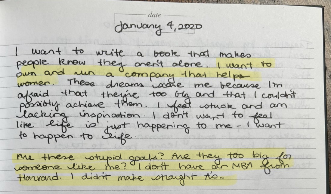 A handwritten journal page dated January 4, 2020, with two passages highlighted in yellow