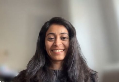 Soumya on a video call, smiling